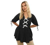 Yours Curve Textured Bow Tie Front Top - Women's - Plus Size Curve Black