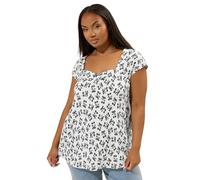 Textured Cherry Print Top Yours White 22-24