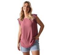 Yours Curve Textured Crochet Sleeve Top - Women's - Plus Size Curve Pink