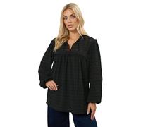 Yours Curve Textured Crochet Trim Top - Women's - Plus Size Curve Black