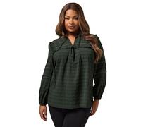 Yours Curve Textured Crochet Trim Top - Women's - Plus Size Curve Dark Green