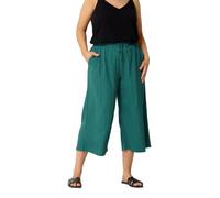Yours Curve Textured Crop Trousers - Women's - Plus Size Curve Teal