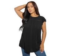 Yours Curve Textured Embroidered Top - Women's - Plus Size Curve Black