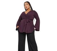 Textured Flare Sleeve Wrap Top Yours Purple 34-36