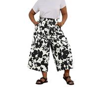 Yours Curve Textured Floral Print Midaxi Culottes - Women's - Plus Size Curve Black