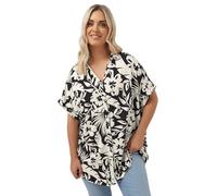 Yours Curve Textured Floral Print Shirt - Women's - Plus Size Curve Black