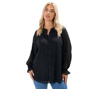 Yours Curve Textured Frill Neck Blouse - Women's - Plus Size Curve Black