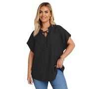 Yours Curve Textured Frill Neck Top - Women's - Plus Size Curve Black