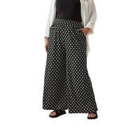 Yours Curve Textured Polka Dot Print Wide Leg Trousers - Women's - Plus Size Curve Black