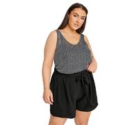 Yours Curve Textured Satin Belted Shorts - Women's - Plus Size Curve Black