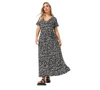 Yours Curve Textured Spot Print Wrap Maxi Dress - Women's - Plus Size Curve Black