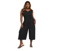Yours Curve Textured Tie Waist Jumpsuit - Women's - Plus Size Curve Black