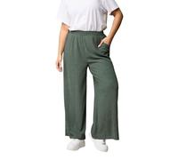 Yours Curve Textured Wide Leg Trousers - Women's - Plus Size Curve Green