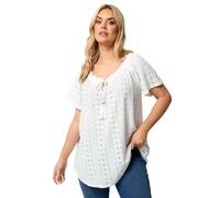 Yours Curve Tie Neck Broderie Anglaise Top - Women's - Plus Size Curve
