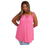 Yours Curve Tie Neck Frill Cami Top - Women's - Plus Size Curve Pink