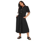 Yours Curve Tie Waist Chambray Shirt Dress - Women's - Plus Size Curve Black