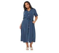Yours Curve Tie Waist Chambray Shirt Dress - Women's - Plus Size Curve Blue