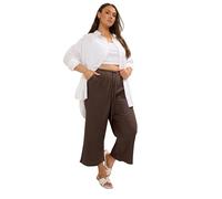 Yours Curve Tie Waist Culottes - Women's - Plus Size Curve Brown