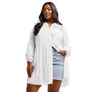 Yours Curve Tiered Crochet Detail Shirt - Women's - Plus Size Curve White