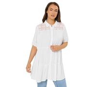 Yours Curve Tiered Crochet Detailed Shirt - Women's - Plus Size Curve White