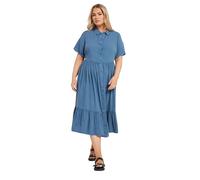 Yours Curve Tiered Maxi Chambray Shirt Dress - Women's - Plus Size Curve Blue