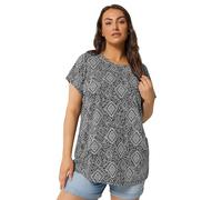Yours Curve Tile Print T-Shirt - Women's - Plus Size Curve Black