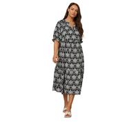 Yours Curve Tile Print Tiered Midi Dress - Women's - Plus Size Curve Black