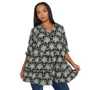 Yours Curve Tile Print Top - Women's - Plus Size Curve Black