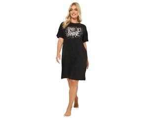 Yours Curve 'Time To Shine' Sleep Tee Nightdress - Women's - Plus Size Curve Black