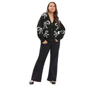 Yours Curve Tinsel Bow Cardigan - Women's - Plus Size Curve Black