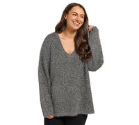 Yours Curve Tinsel V-Neck Jumper - Women's - Plus Size Curve Black