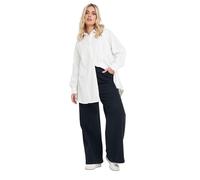 Yours Curve Trim Detail Oversized Shirt - Women's - Plus Size Curve White
