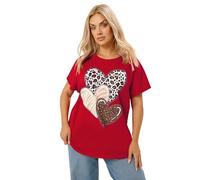 Yours Curve Triple Heart Print Top - Women's - Plus Size Curve Red