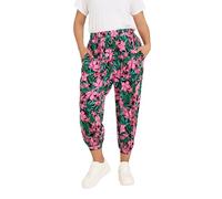 Yours Curve Tropical Floral Print Cropped Harem Trousers - Women's - Plus Size Curve Black