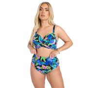 Yours Curve Tropical Floral Print High Waisted Bikini Briefs - Women's - Plus Size Curve Black