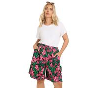Yours Curve Tropical Floral Print Jersey Shorts - Women's - Plus Size Curve Black