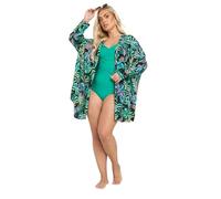Yours Curve Tropical Leaf Print Beach Shirt - Women's - Plus Size Curve Green