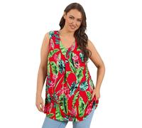 Yours Curve Tropical Front Vest Top - Women's - Plus Size Curve Red
