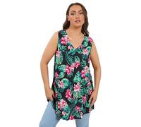 Yours Curve Tropical Pleat Front Vest Top - Women's - Plus Size Curve Black