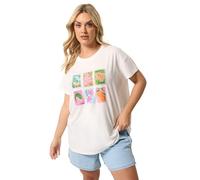 Yours Curve Tropical Postcard T-Shirt - Women's - Plus Size Curve White
