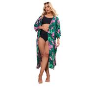 Yours Curve Tropical Print Crochet Midaxi Kimono - Women's - Plus Size Curve