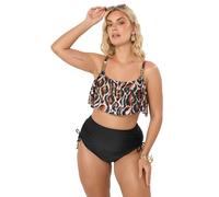 Yours Curve Tropical Print Frill Bikini Top - Women's - Plus Size Curve