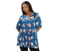Yours Curve Tropical Print Pleat Front Top - Women's - Plus Size Curve Blue