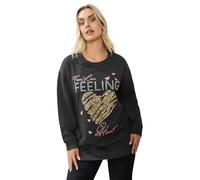 Yours Curve 'True Love Feeling' Heart Embellished Sweatshirt - Women's - Plus Size Curve Grey