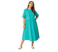Yours Curve Turquoise Poplin T-Shirt Midi Dress - Women's - Plus Size Curve