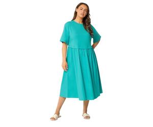 Yours Curve Turquoise Poplin T-Shirt Midi Dress - Women's - Plus Size Curve
