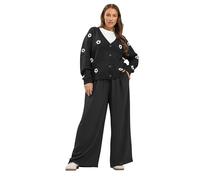 Yours Curve Twill Wide Leg Trousers - Women's - Plus Size Curve Black