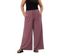 Yours Curve Twill Wide Leg Trousers - Women's - Plus Size Curve Purple
