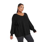 V-Neck Balloon Sleeve Jumper Yours Black 22-24
