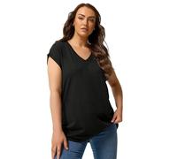 Yours Curve V-Neck Basic T-Shirt - Women's - Plus Size Curve Black